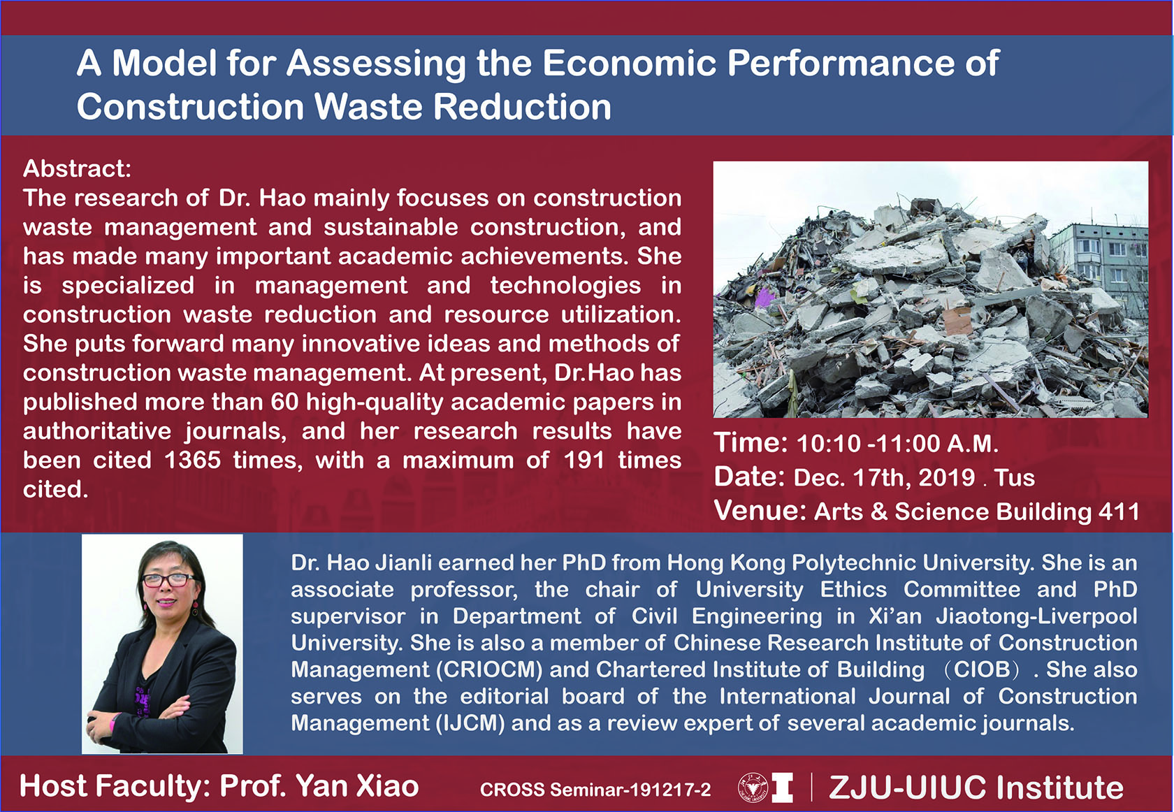 Back to top[讲座] Hao Jianli教授：建筑废弃物减量化的经济效益理念