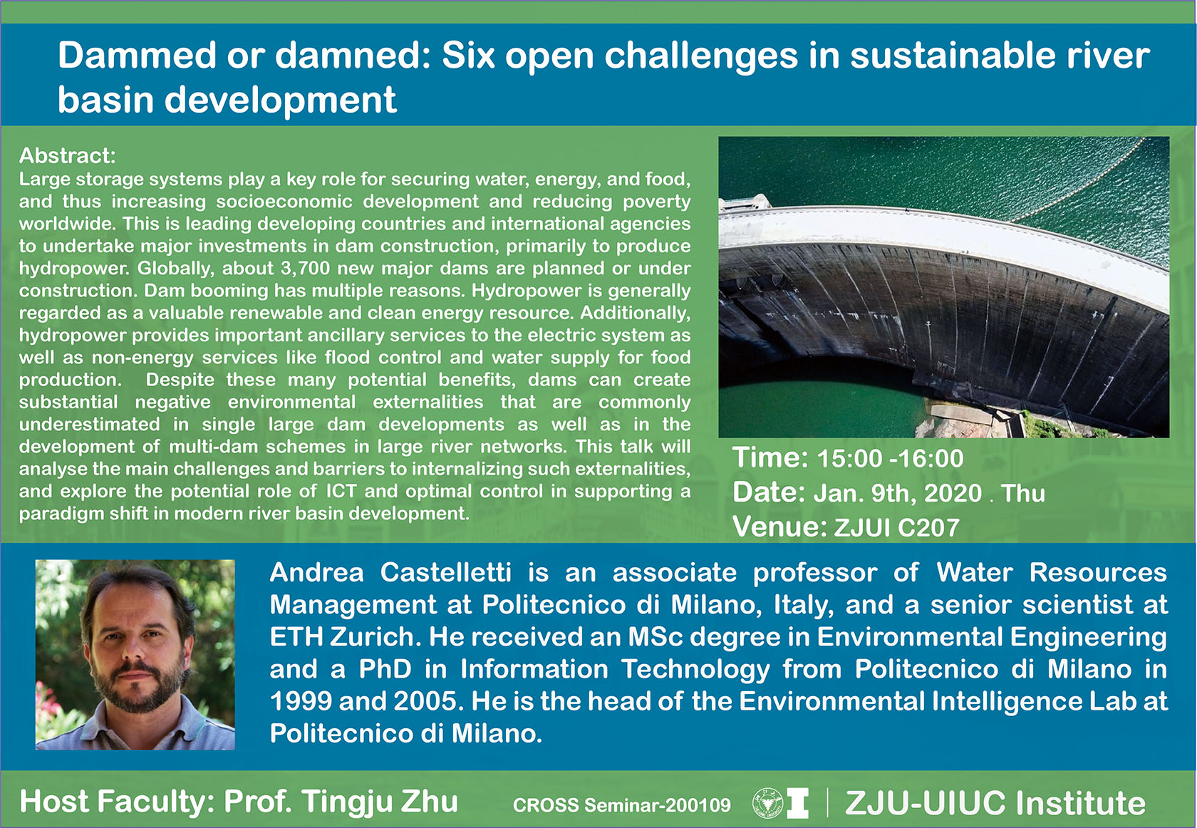 [讲座] Andrea Castelletti教授：可持续河流流域开发面临的六大公开挑战